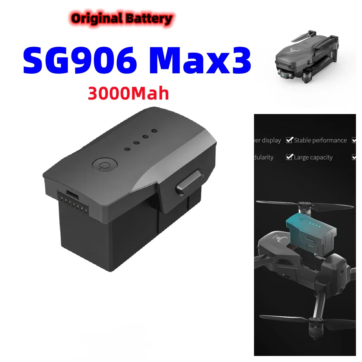SG906 MAX3 Drone Battery 3000Mah ZLL Original Parts Flying 30 Mins SG906 MAX3 RC Plane Parts Battery