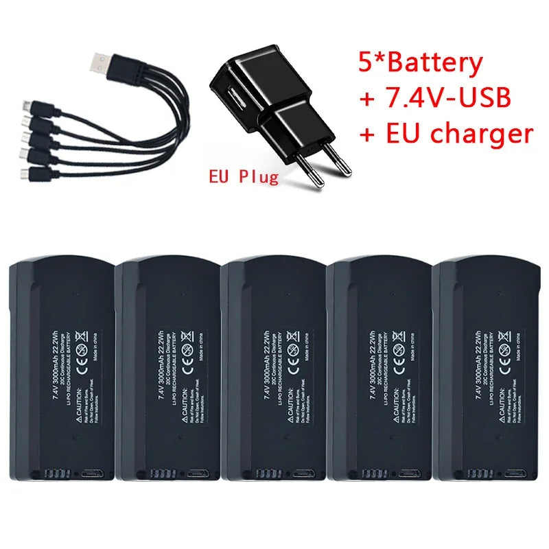 V198 PRO MAX brushless GPS obstacle avoidance remote control drone quadcopter accessories 7.4V 3000Mah battery USB/5To1 cable