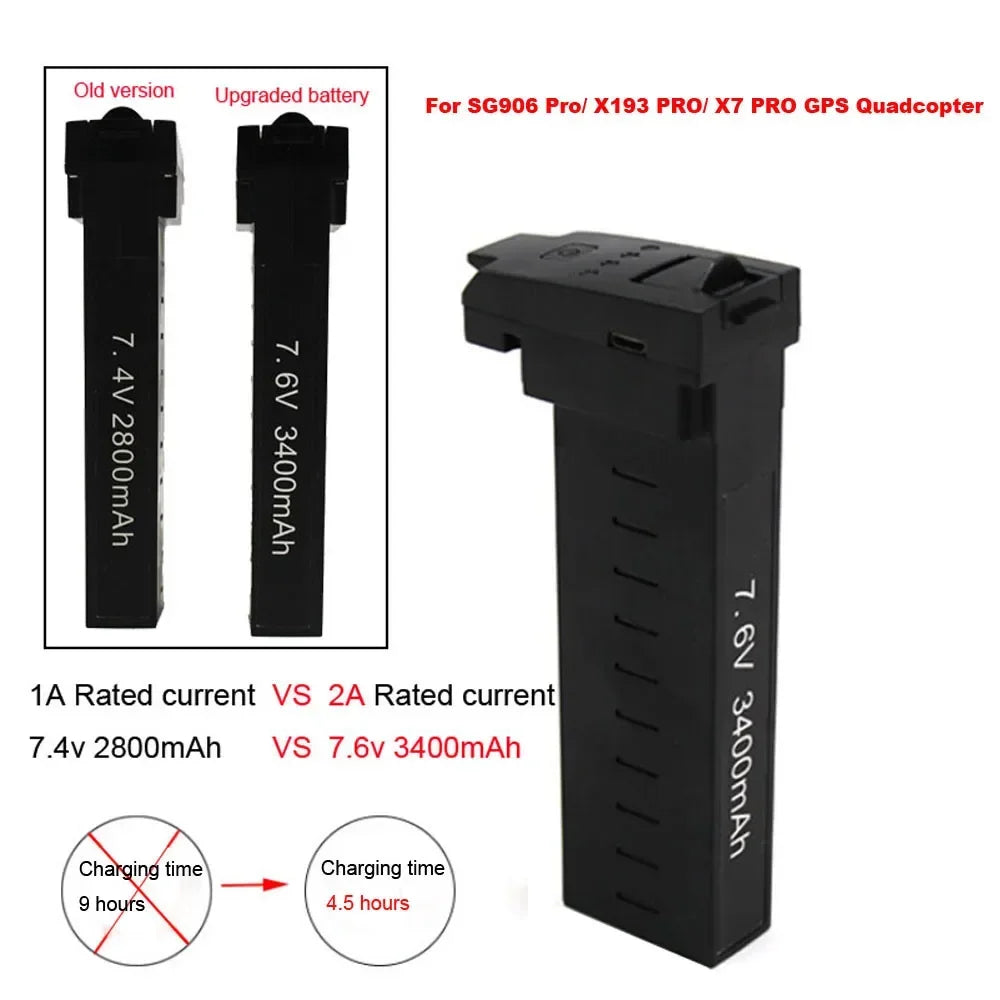 Original 7.6V 3400mAh Li-Poly Battery For ZLRC Beast SG906 Pro 2 MAX XIL 193 CSJ X7 RC Drone Quadcopter Spare Part Accessories