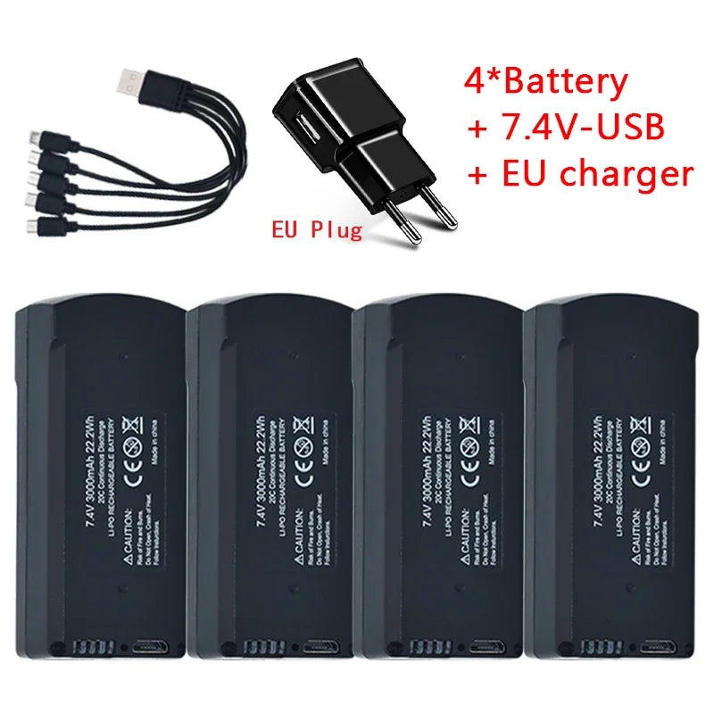 V198 PRO MAX brushless GPS obstacle avoidance remote control drone quadcopter accessories 7.4V 3000Mah battery USB/5To1 cable