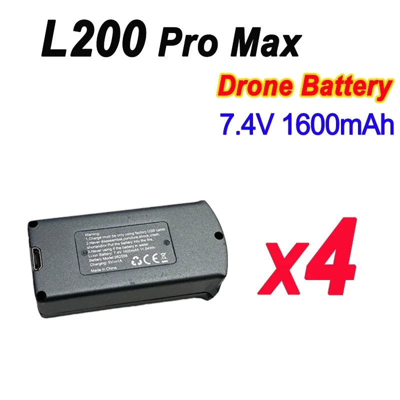 Original LYZRC L200 PRO MAX 4K Drone Battery 7.4V 1600mAh For L200 PROMAX RC Quadcopter Spare Battery Dron Parts Accessories